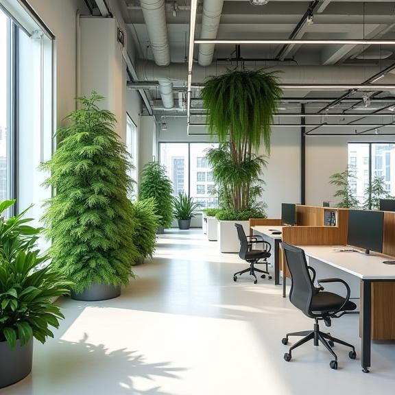 オフィス空間に溶け込むボタニカルデザイン。