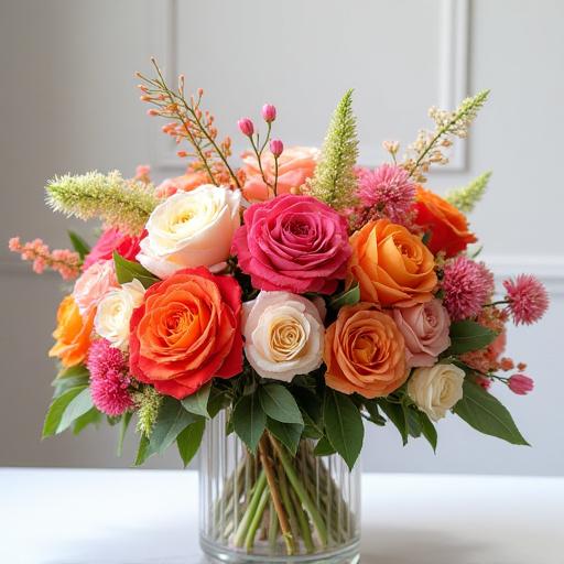 顧客のために特別に作られたユニークなフラワーアレンジメント。